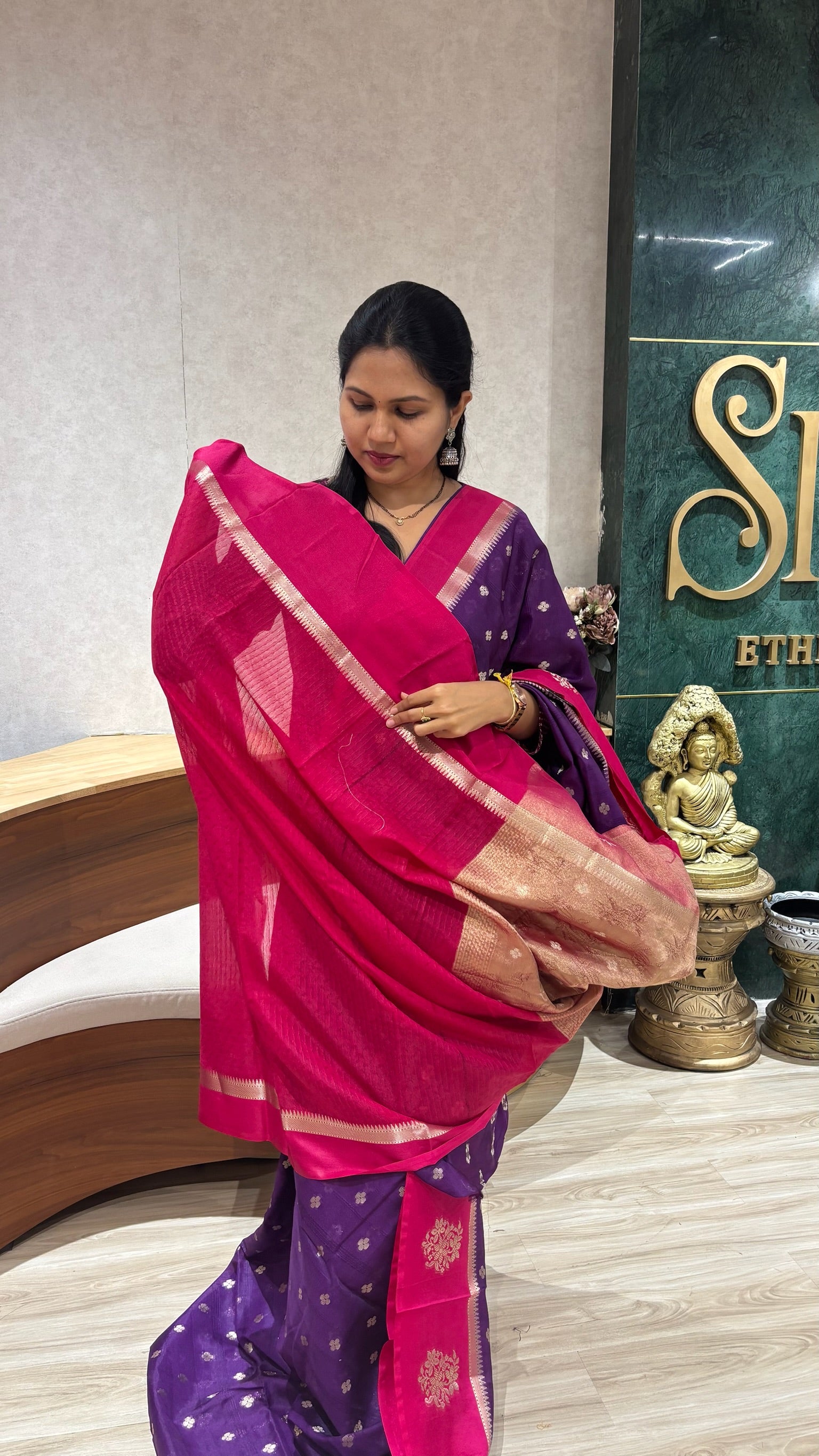 Raw silk Banaras purple
