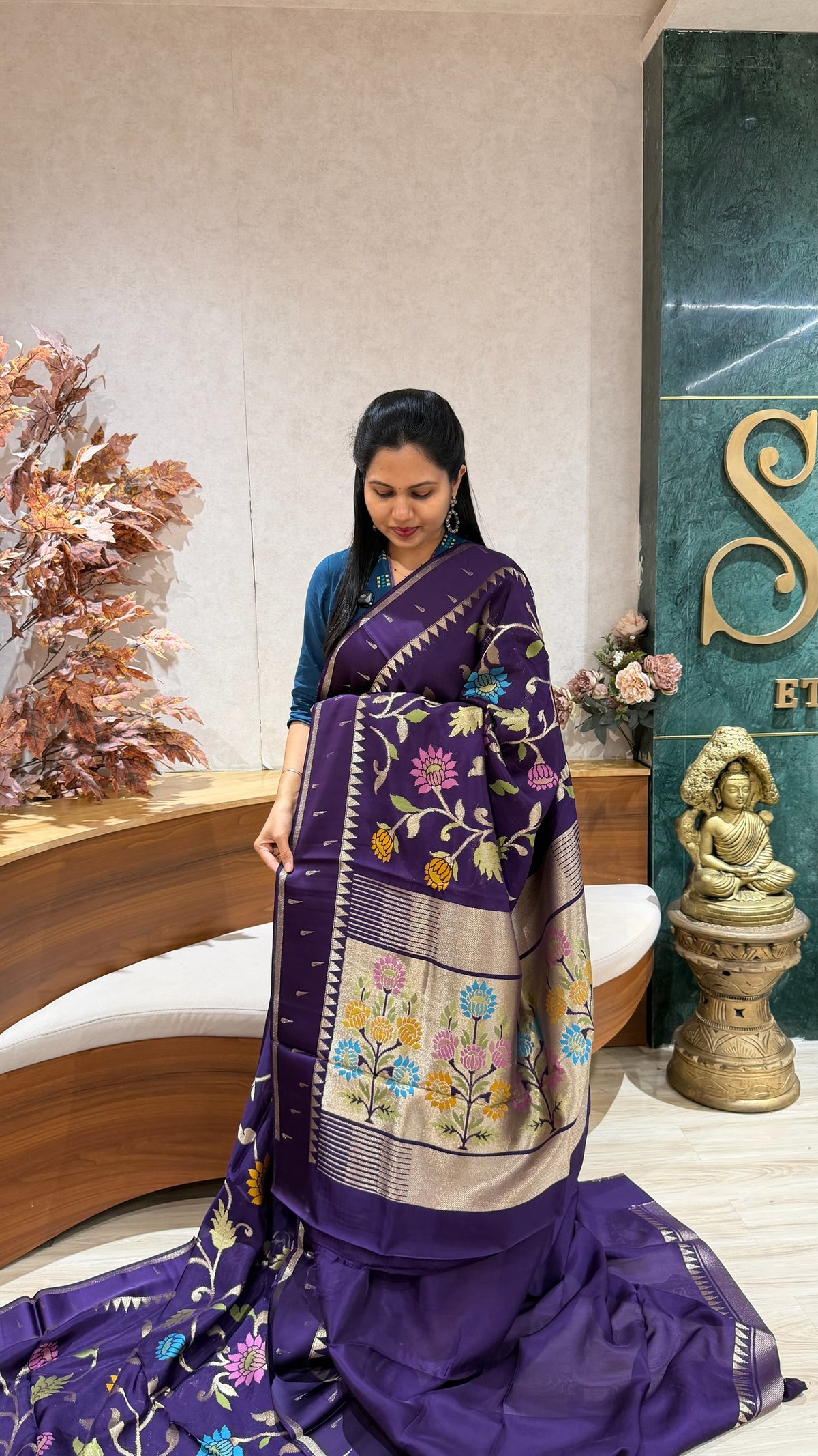 Kosa silk jhamdani purple
