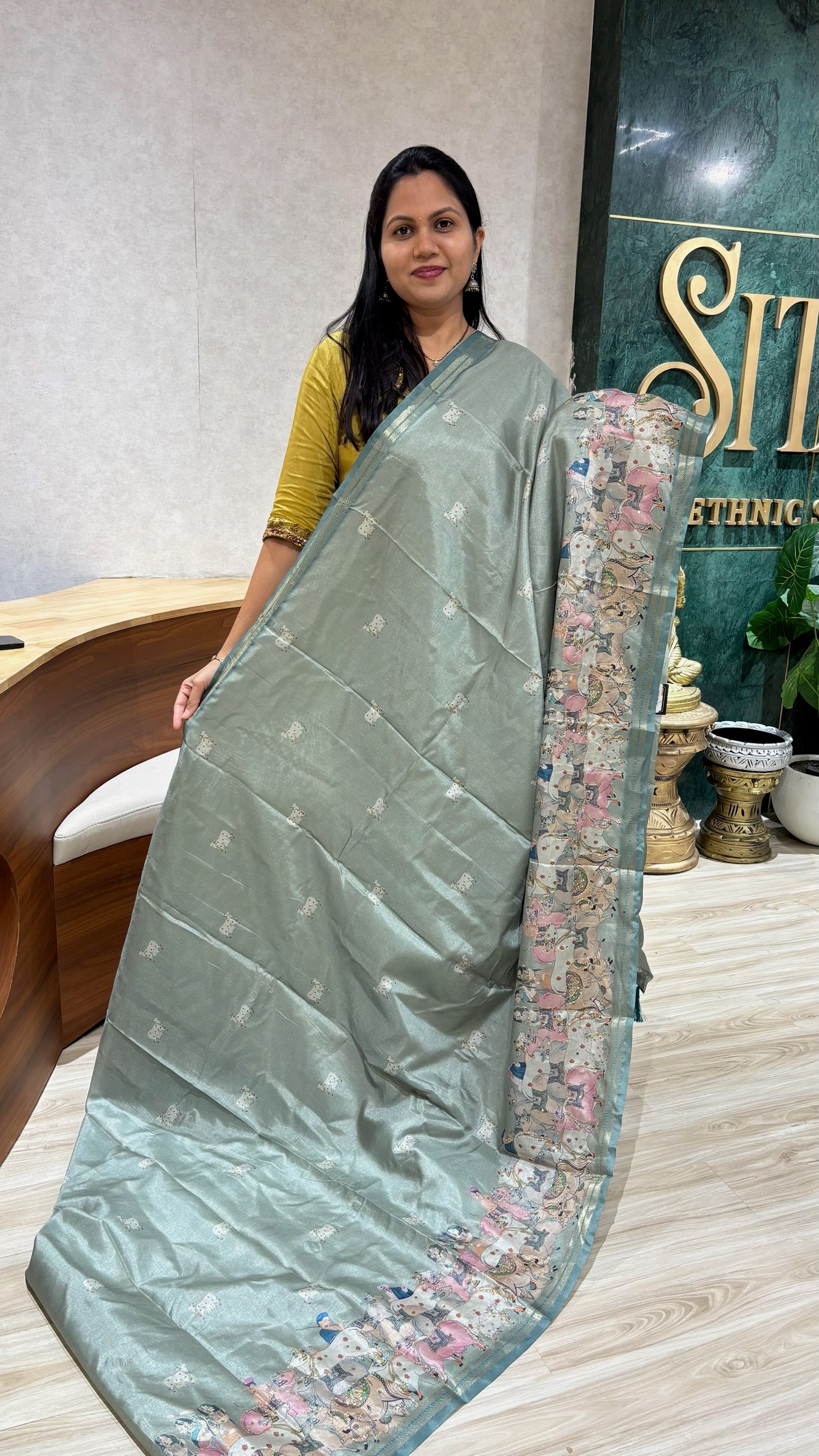 Tussar pitchwai blue