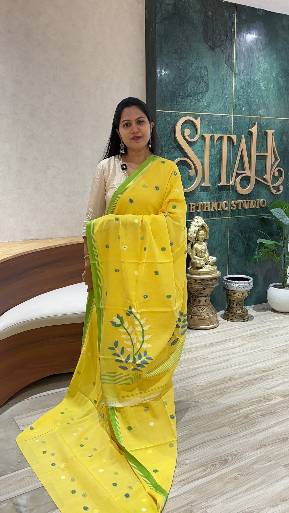 Jhamdani cotton light yellow