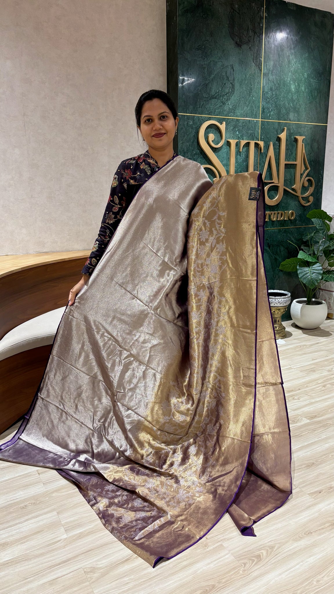 Banaras tissue  jaal purple