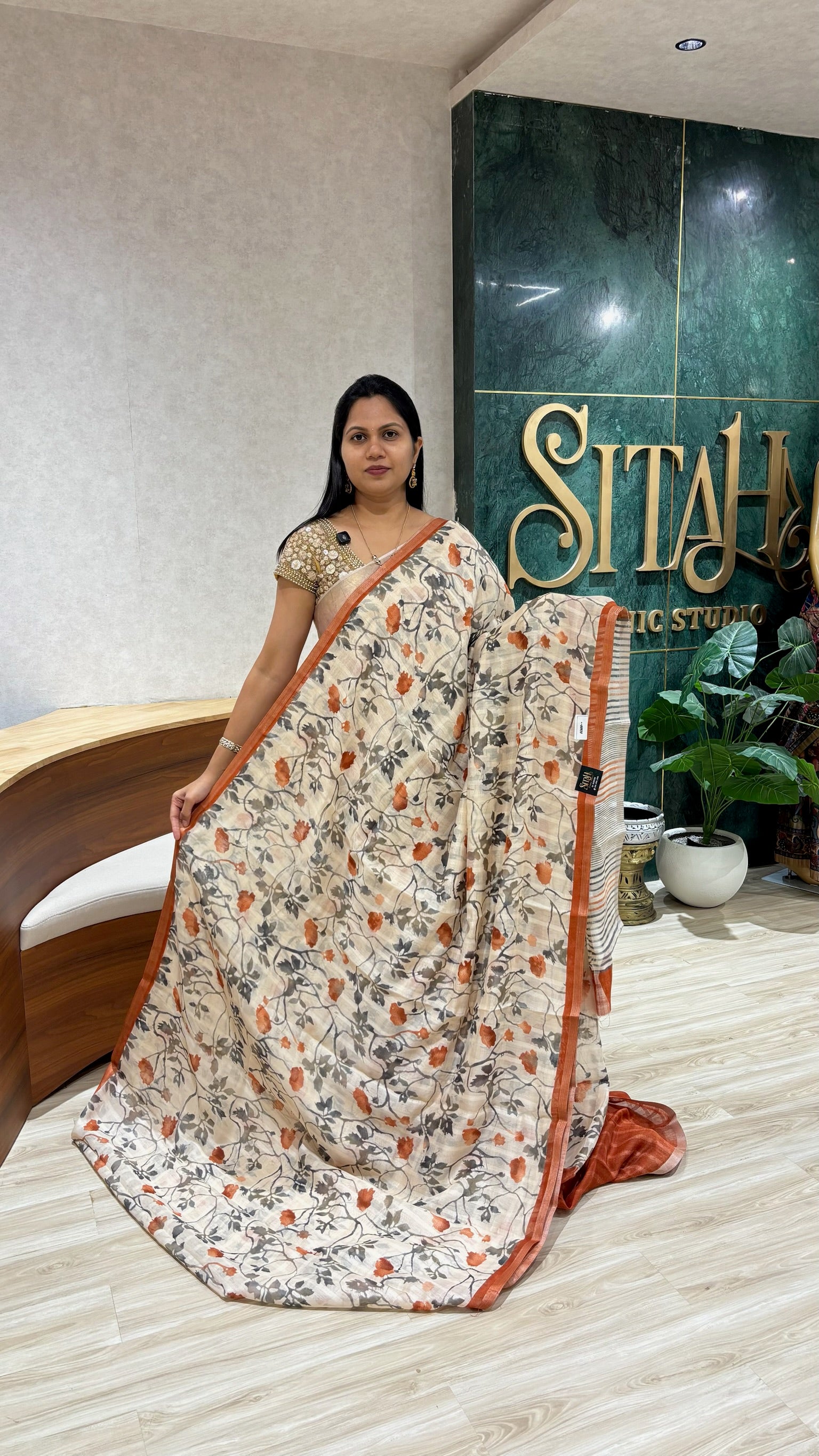 Casual printed tussar saree