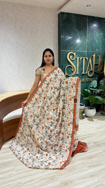 Casual printed tussar saree