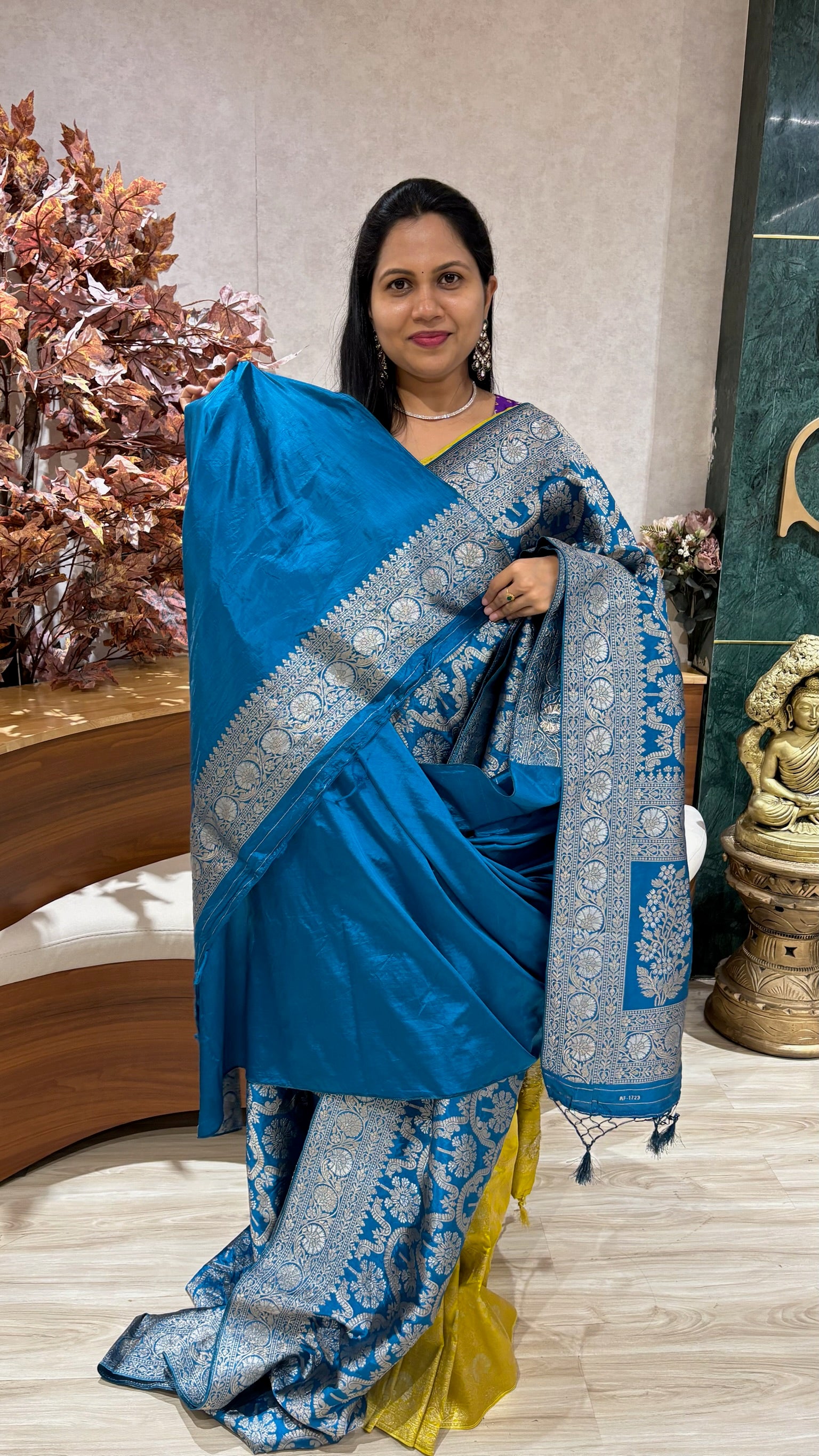 Banaras allover teal blue