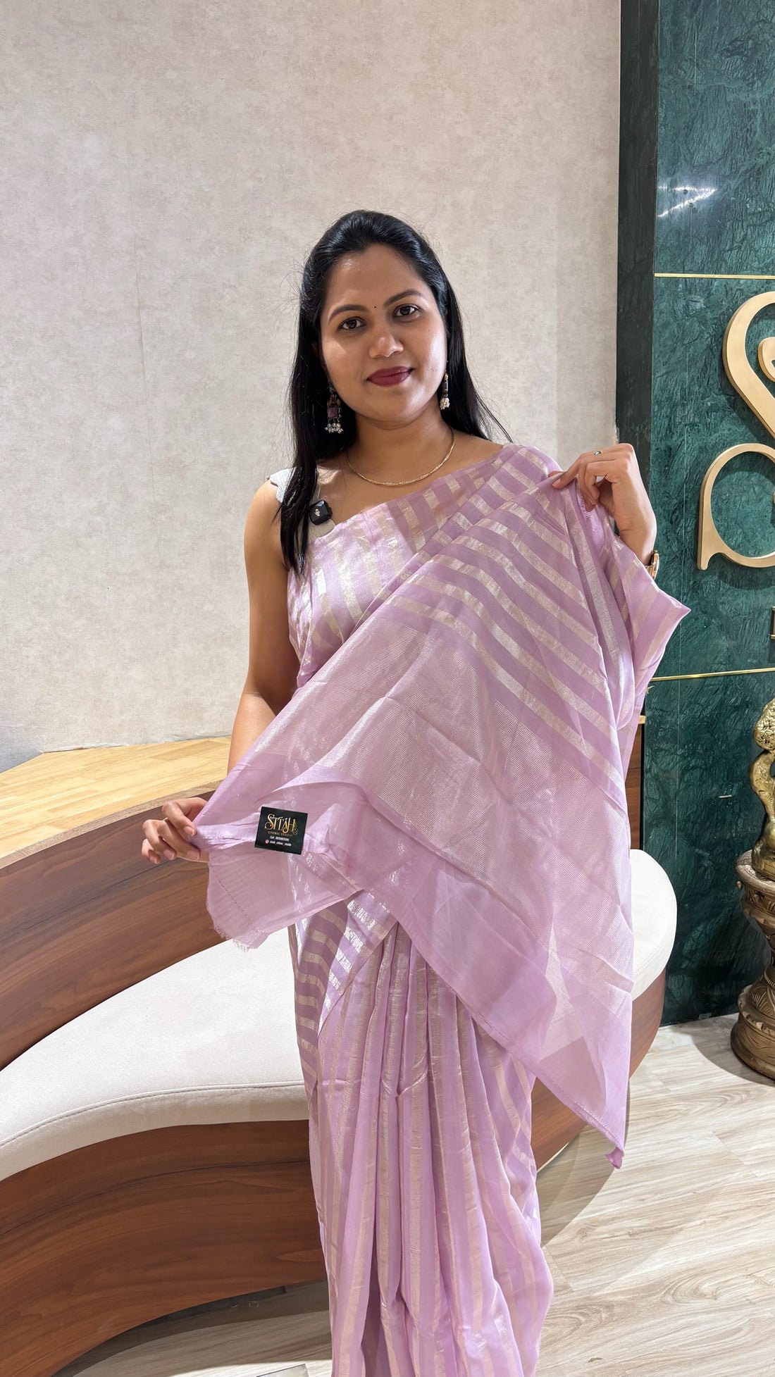 Chinia tissue brocade blouse lavender