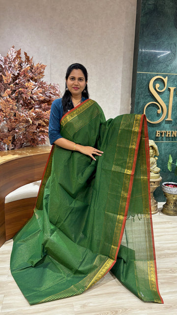 Kanchi cotton with running blouse-leaf green
