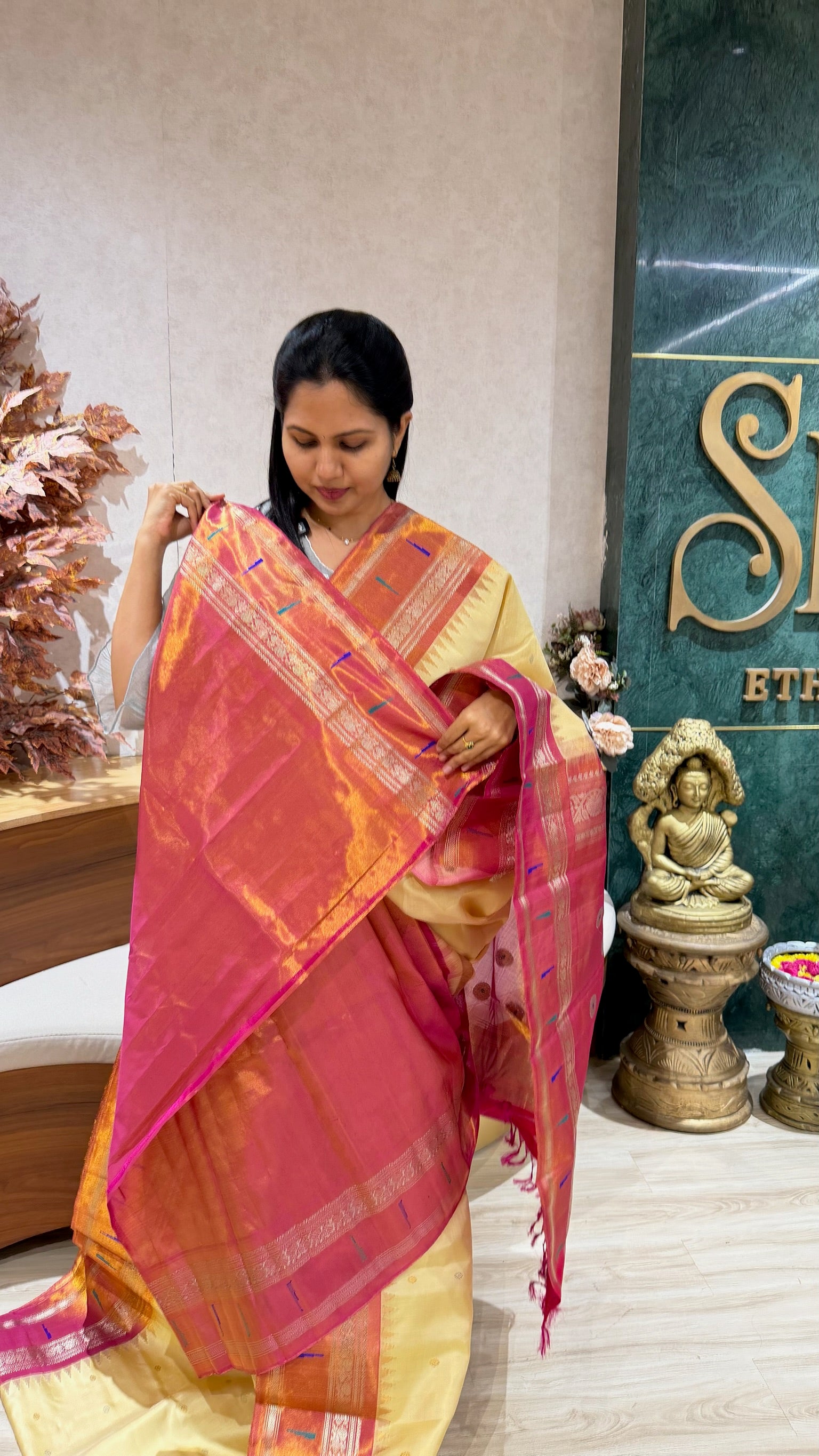 Handloom  Gadwal tissue muniya border
