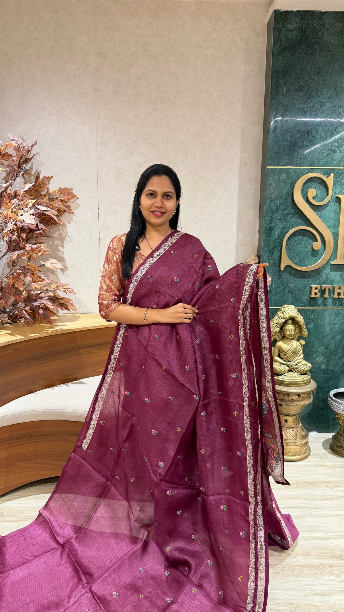 Tussar kota pettit embroidery