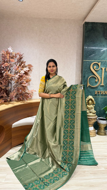 Banaras tissue Patola green