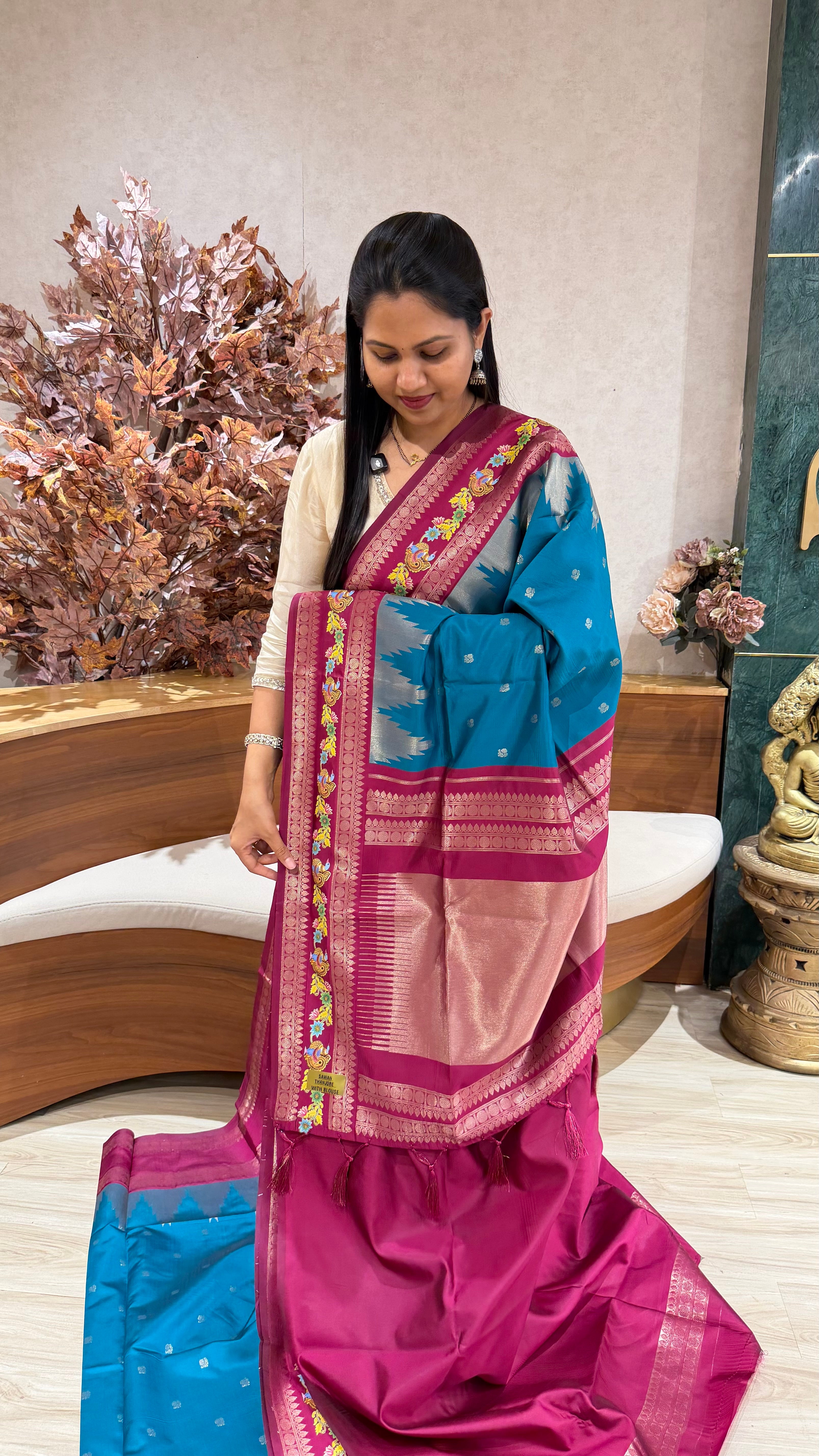 Fancy silk Tanjore print