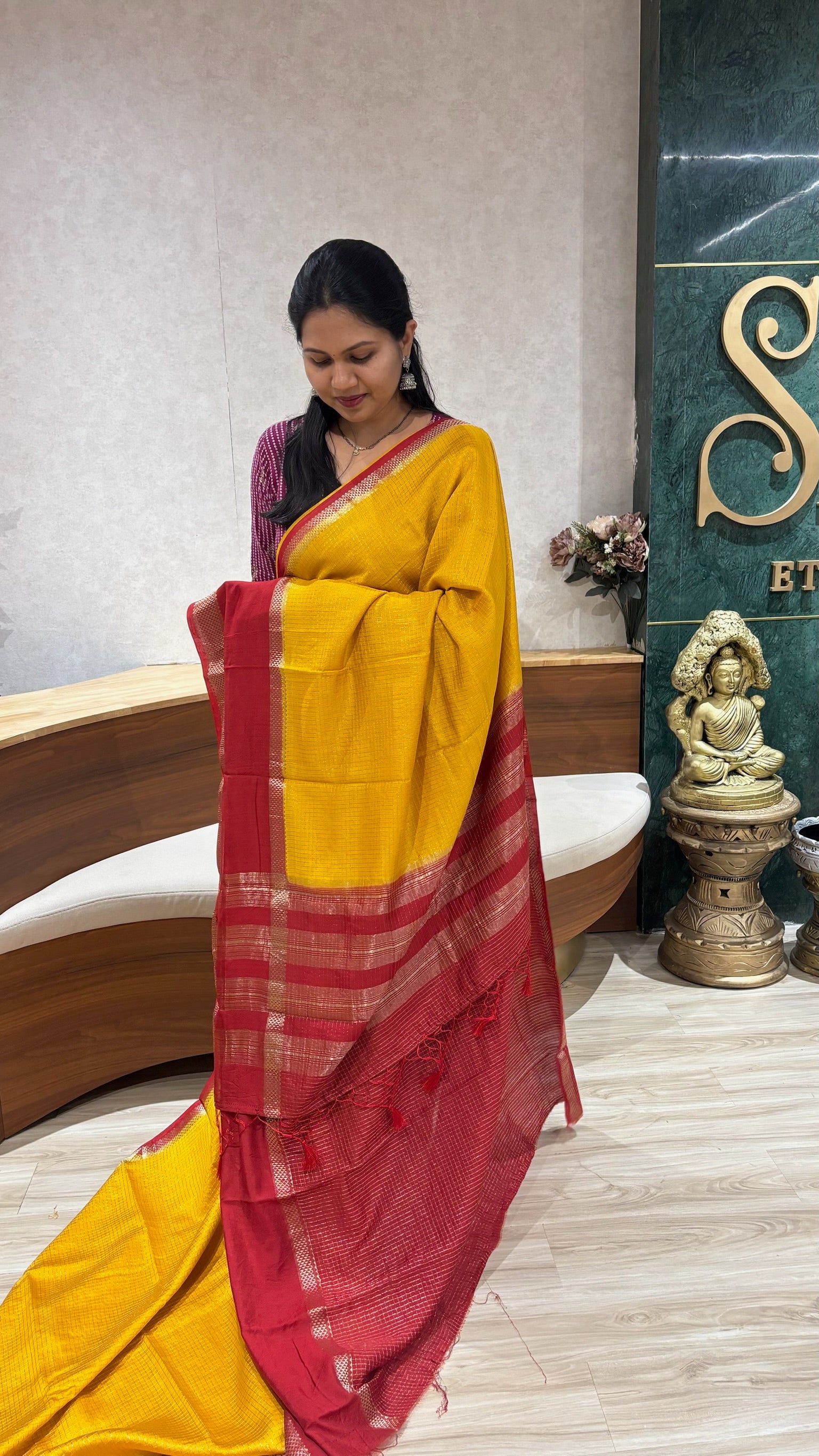 Russian silk yellow-red