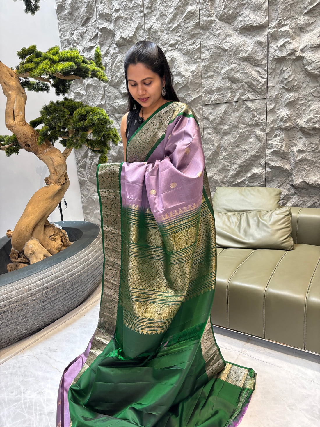 Kanchi pattu lavender-green