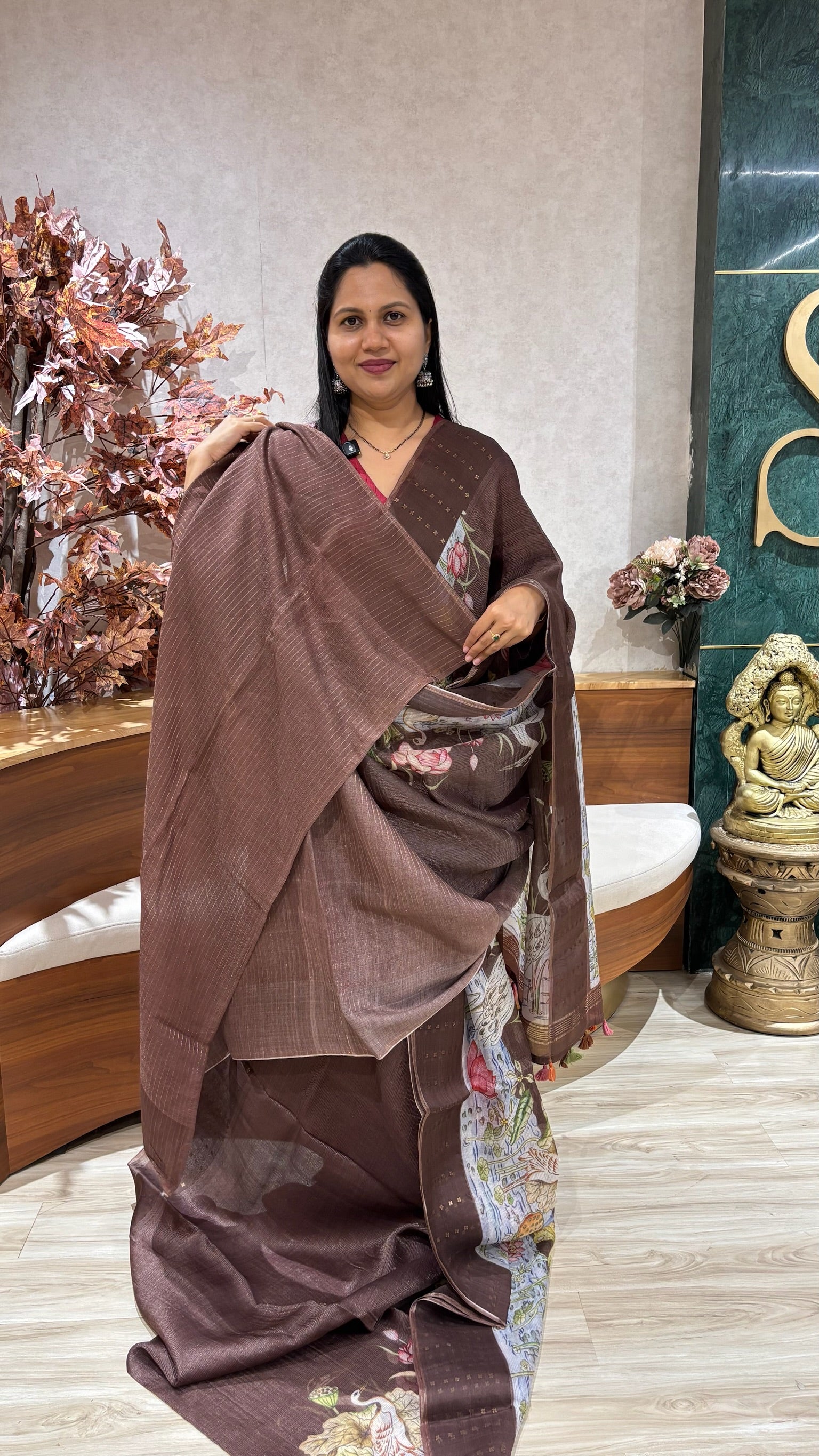 Tussar kora with pocket sequence