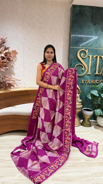 Munga Tussar embroidery