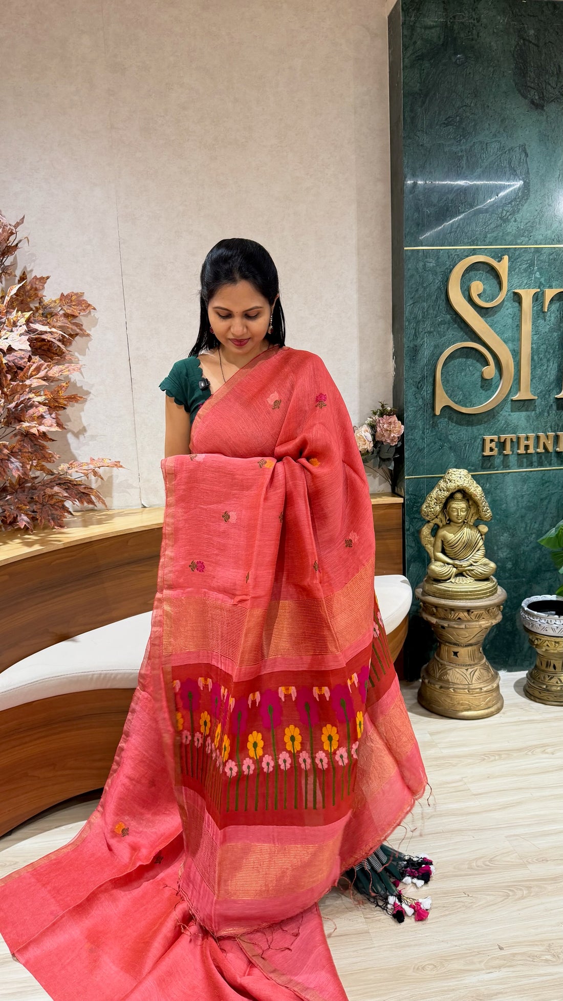 Handloom linen tissue light peach