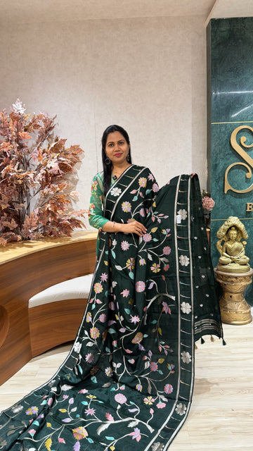 Pure georgette jhamdani Green