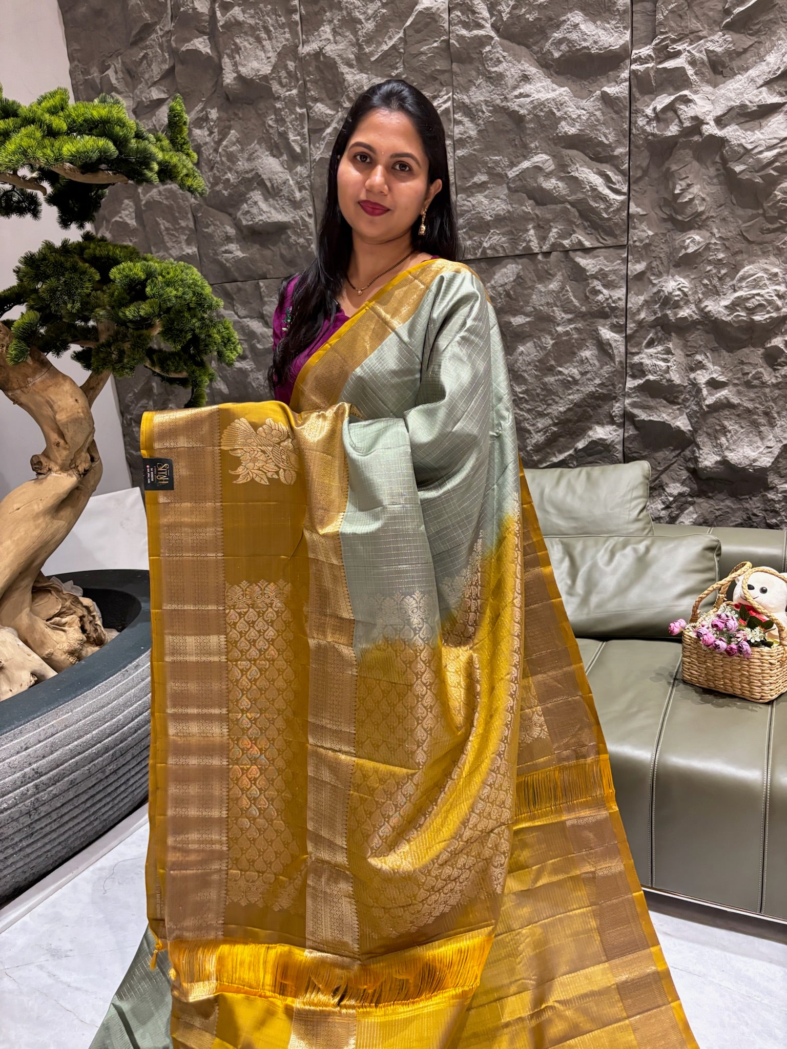 Handloom kanchi pattu grey