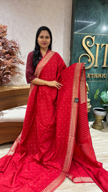 Mashru georgette red