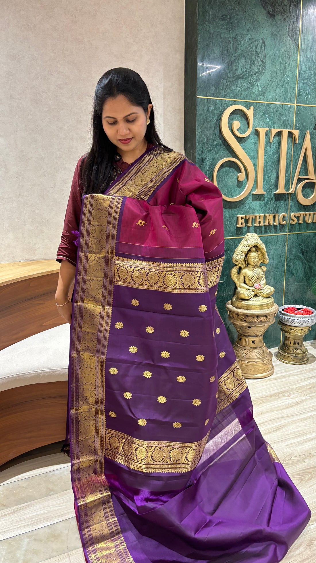 Handloom kanchi magenta-purple