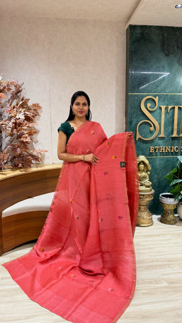 Handloom linen tissue light peach