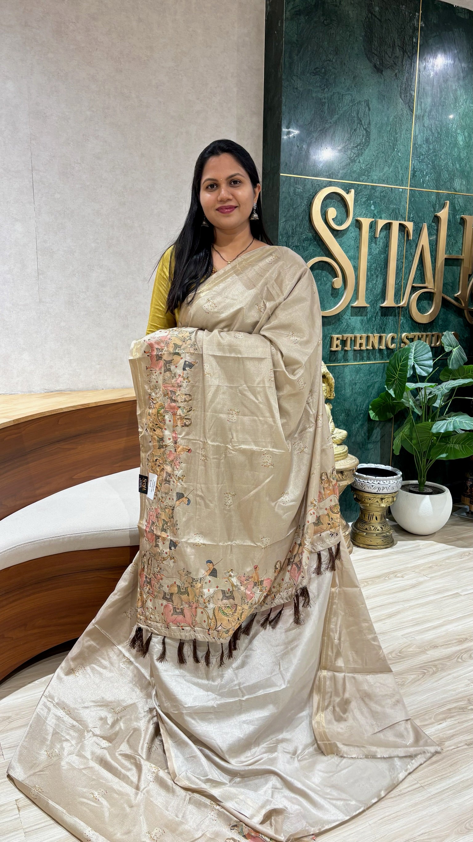 Tussar pitchwai beige