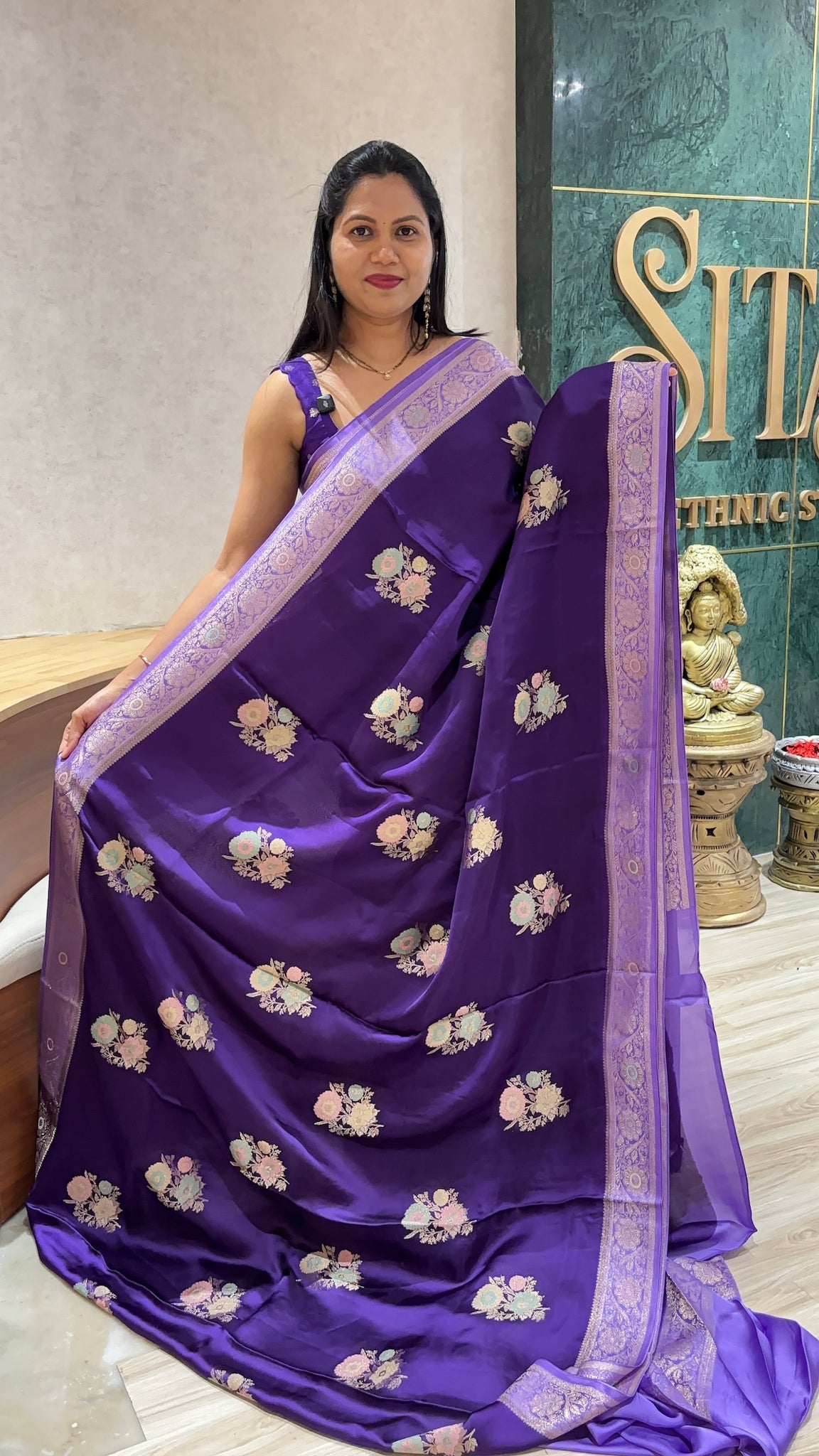 Mashru silk purple