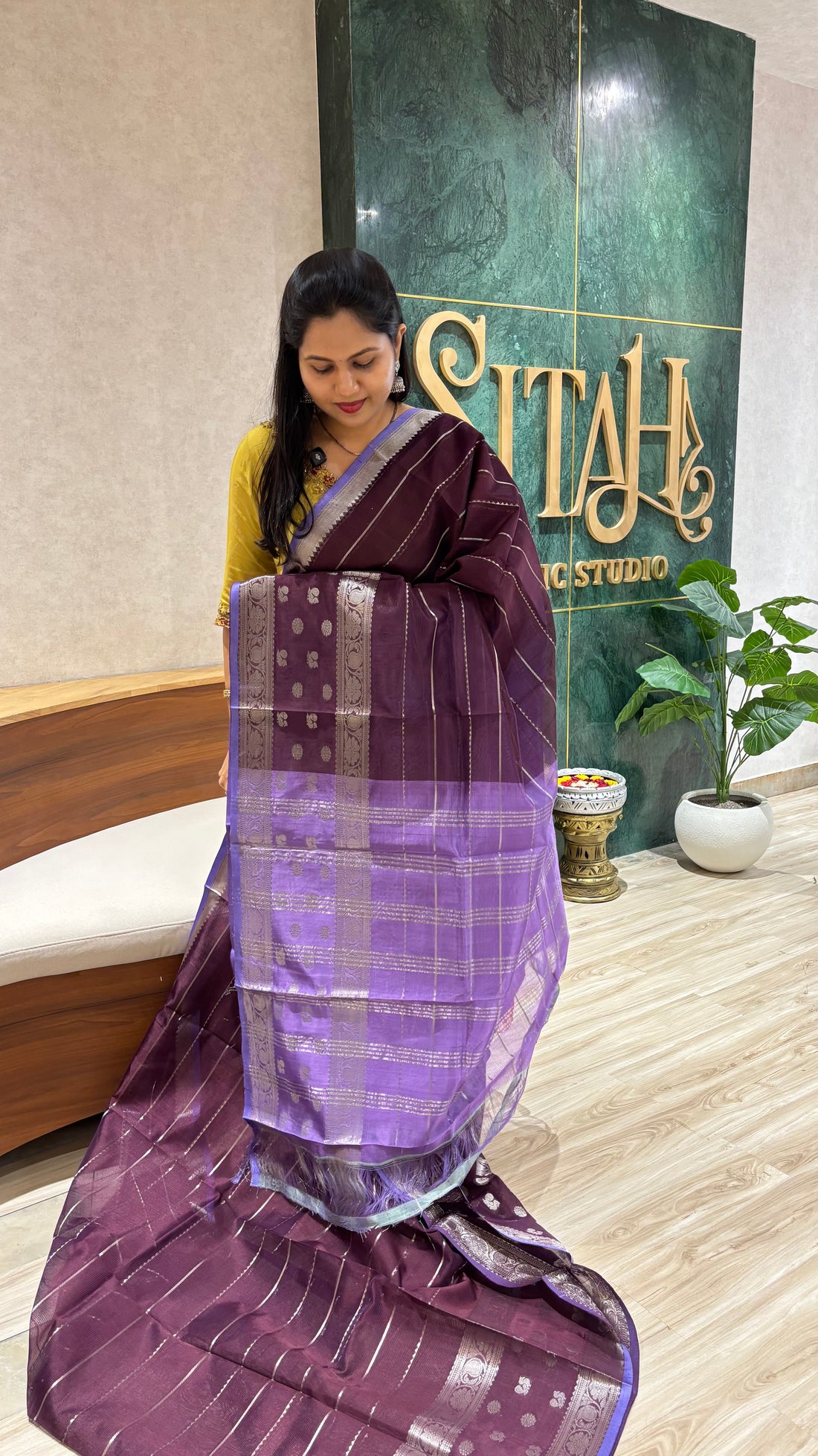 Handloom mangalagiri pattu brown