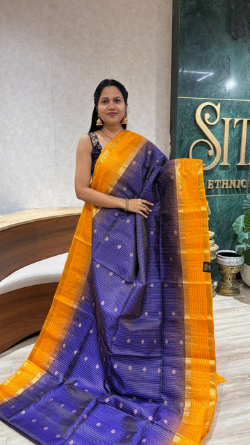 Light weight handloom kanchi pattu royal blue