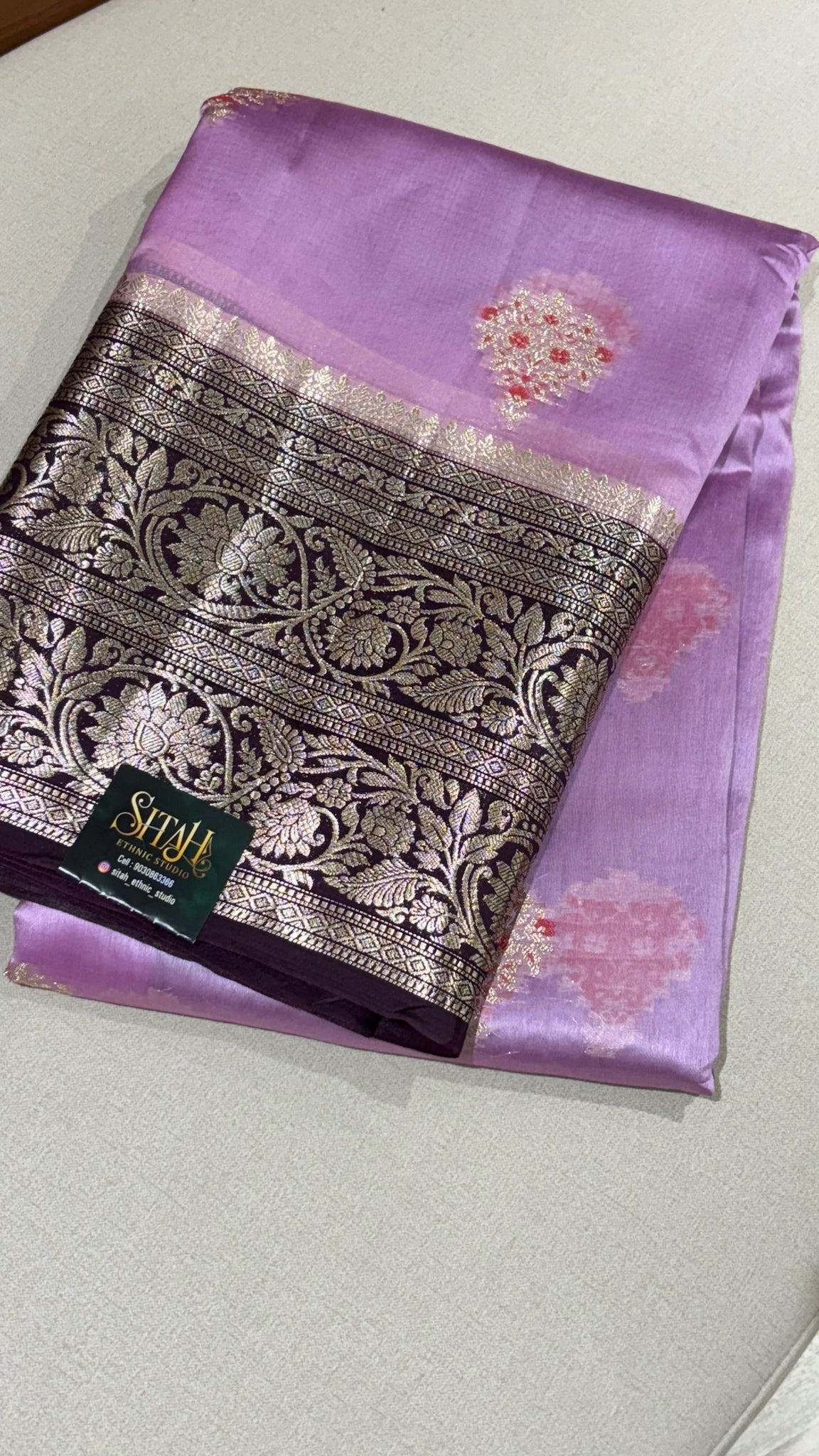 Chanderi mango pattu lavender