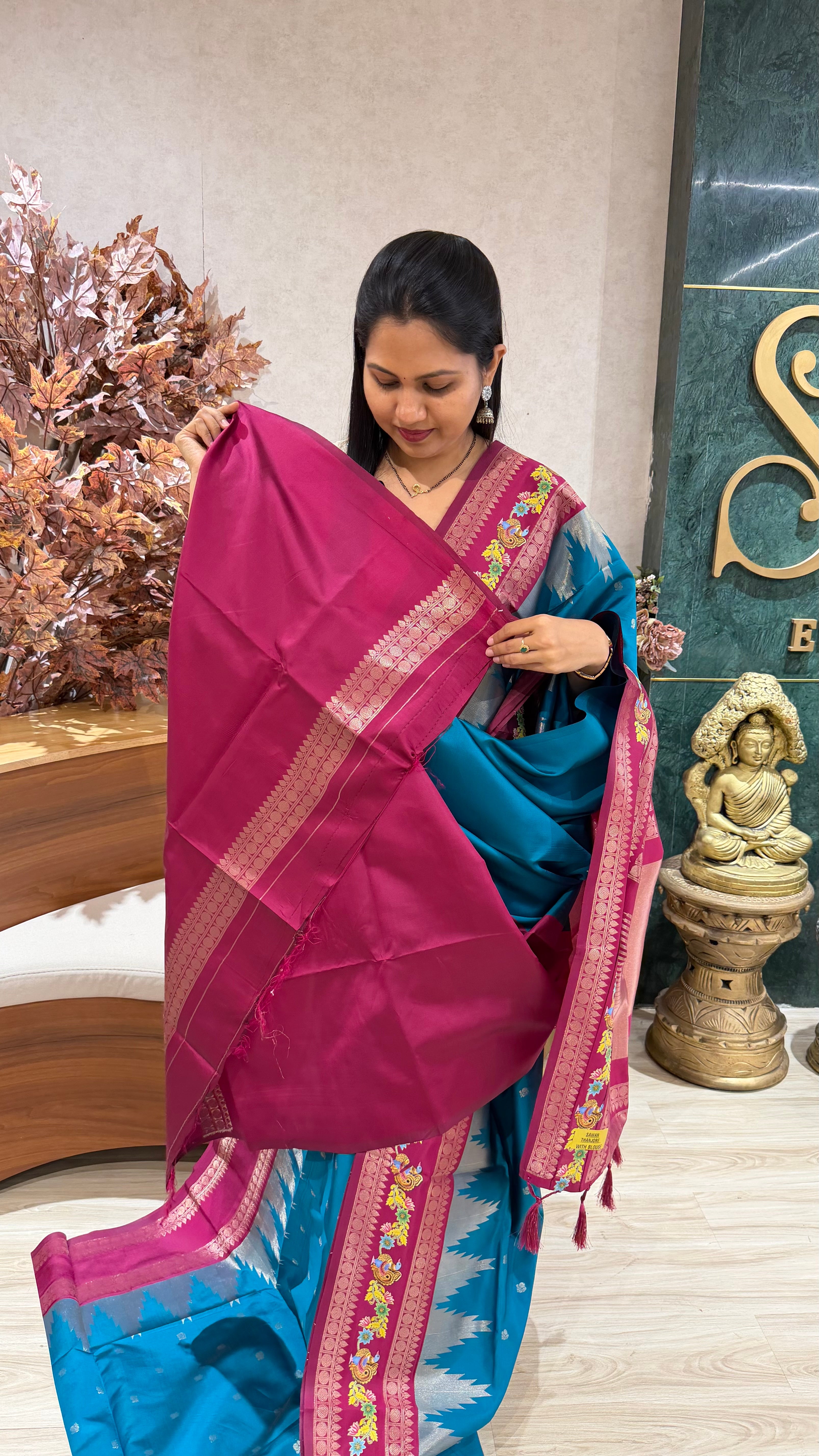 Fancy silk Tanjore print