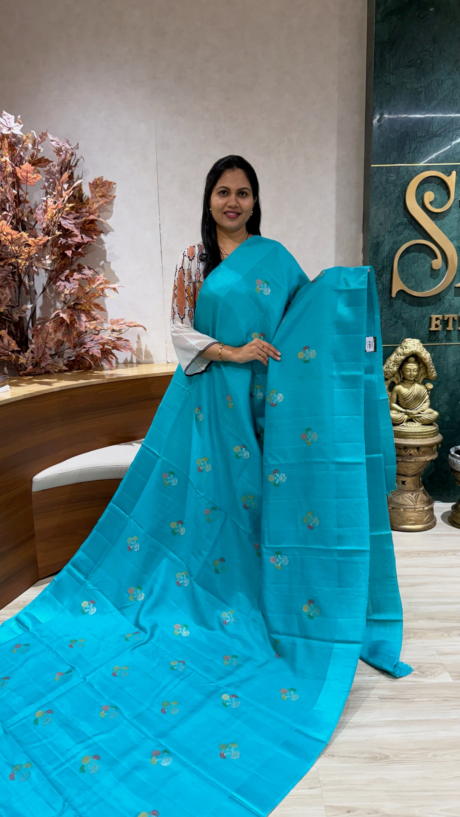 Fancy tussar sea blue
