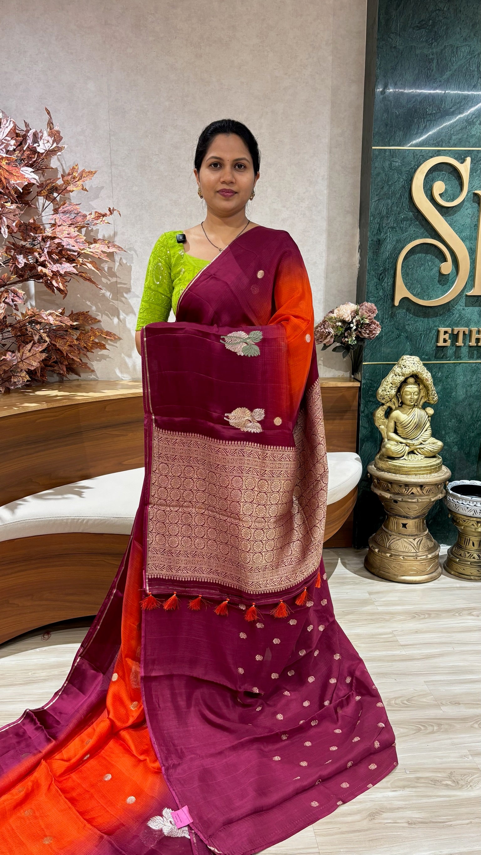 Manipuri kota orange -maroon