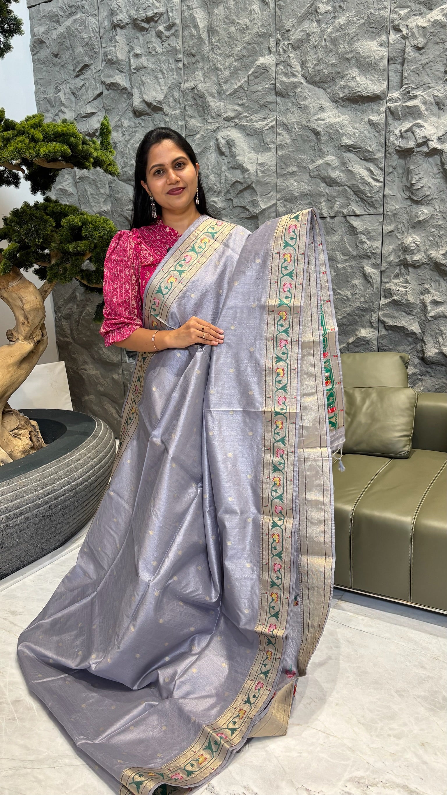 Tussar paithani lavender