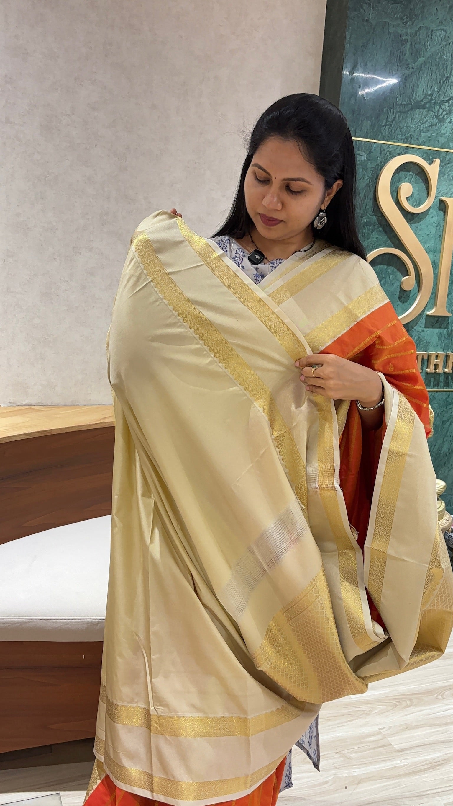 Semi kanchipattu orange