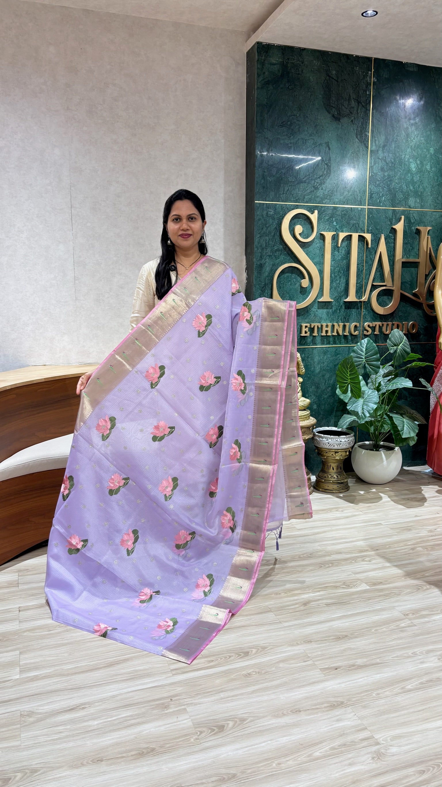 Kota silk embroidery lavendar