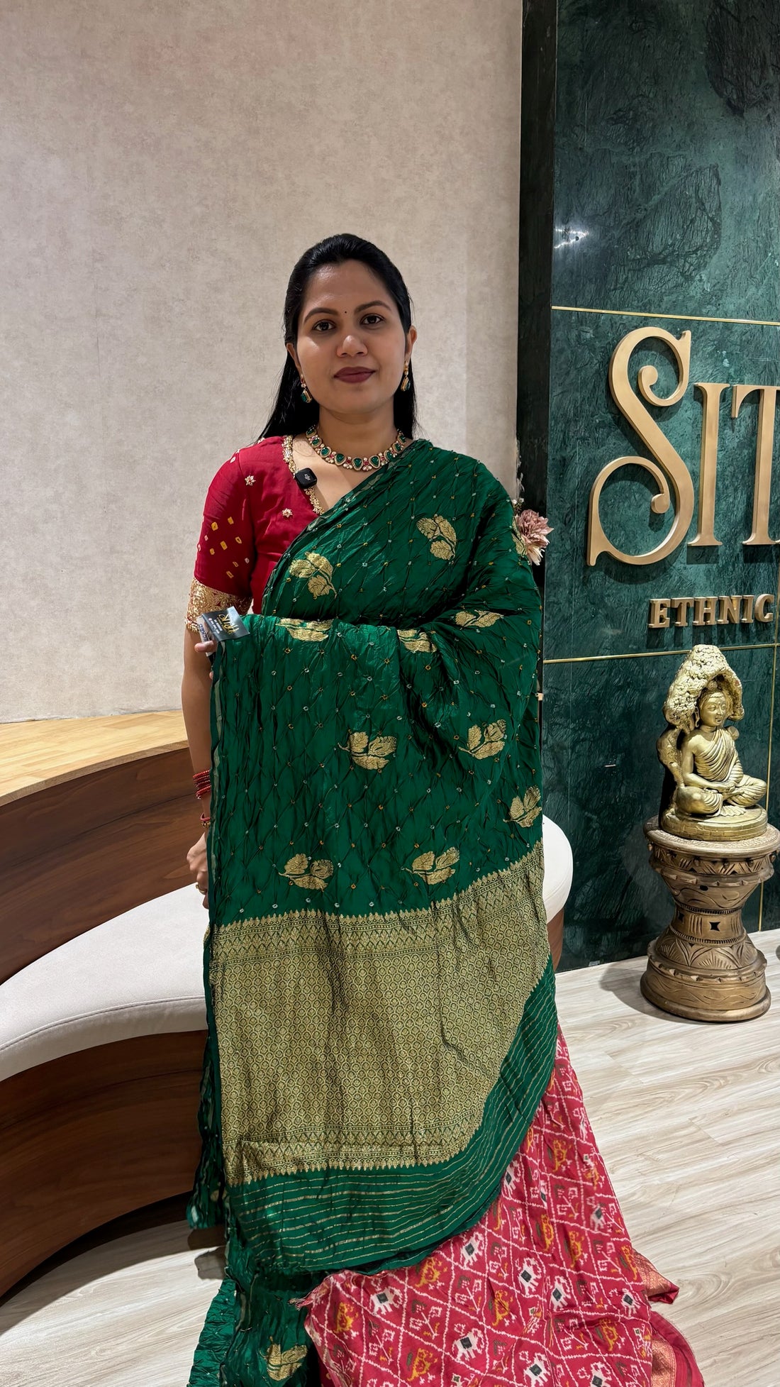 Pure bandhini silk green