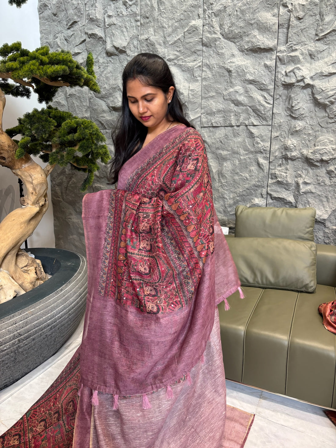 Madhubani print onion pink