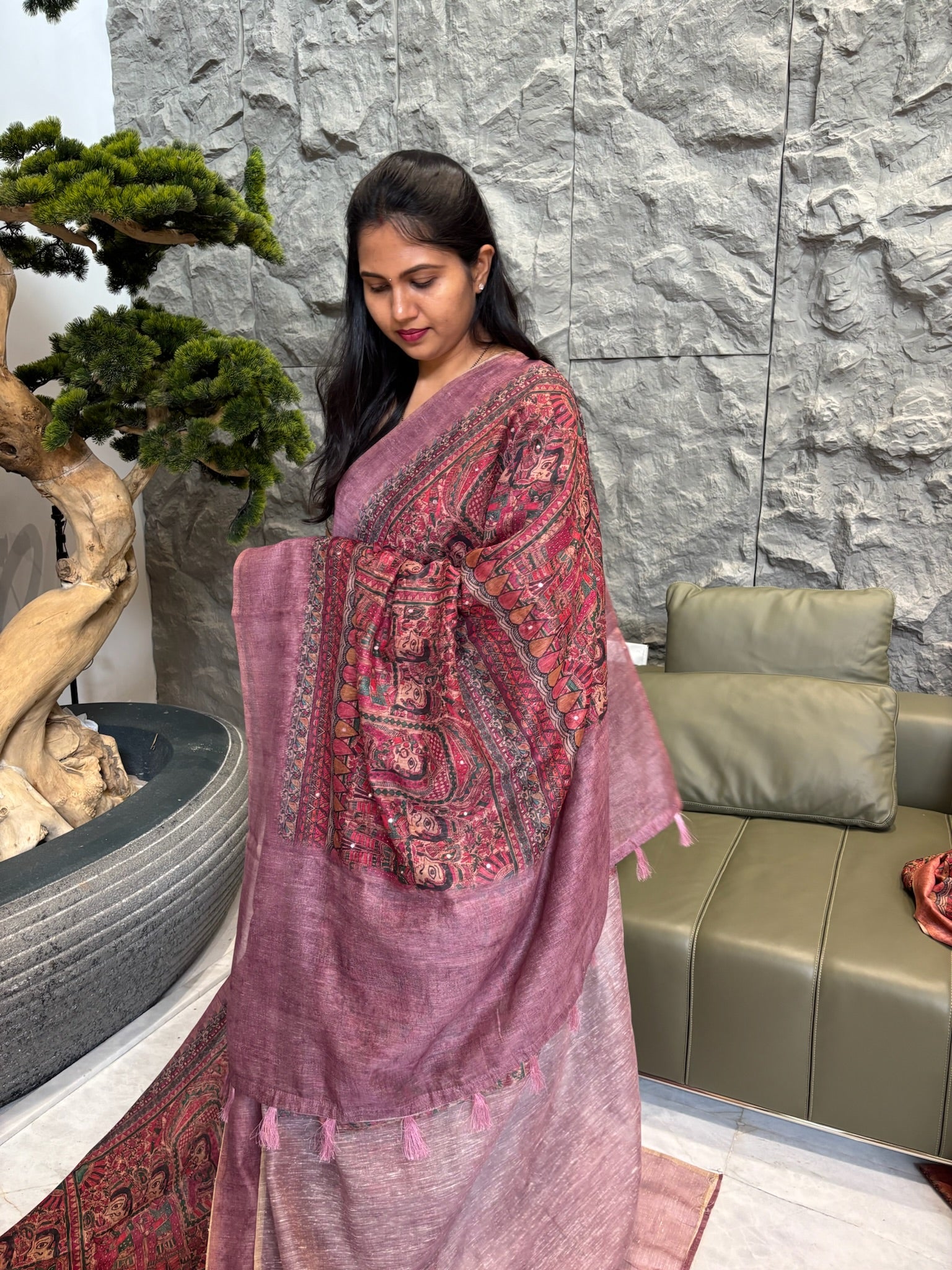 Madhubani print onion pink