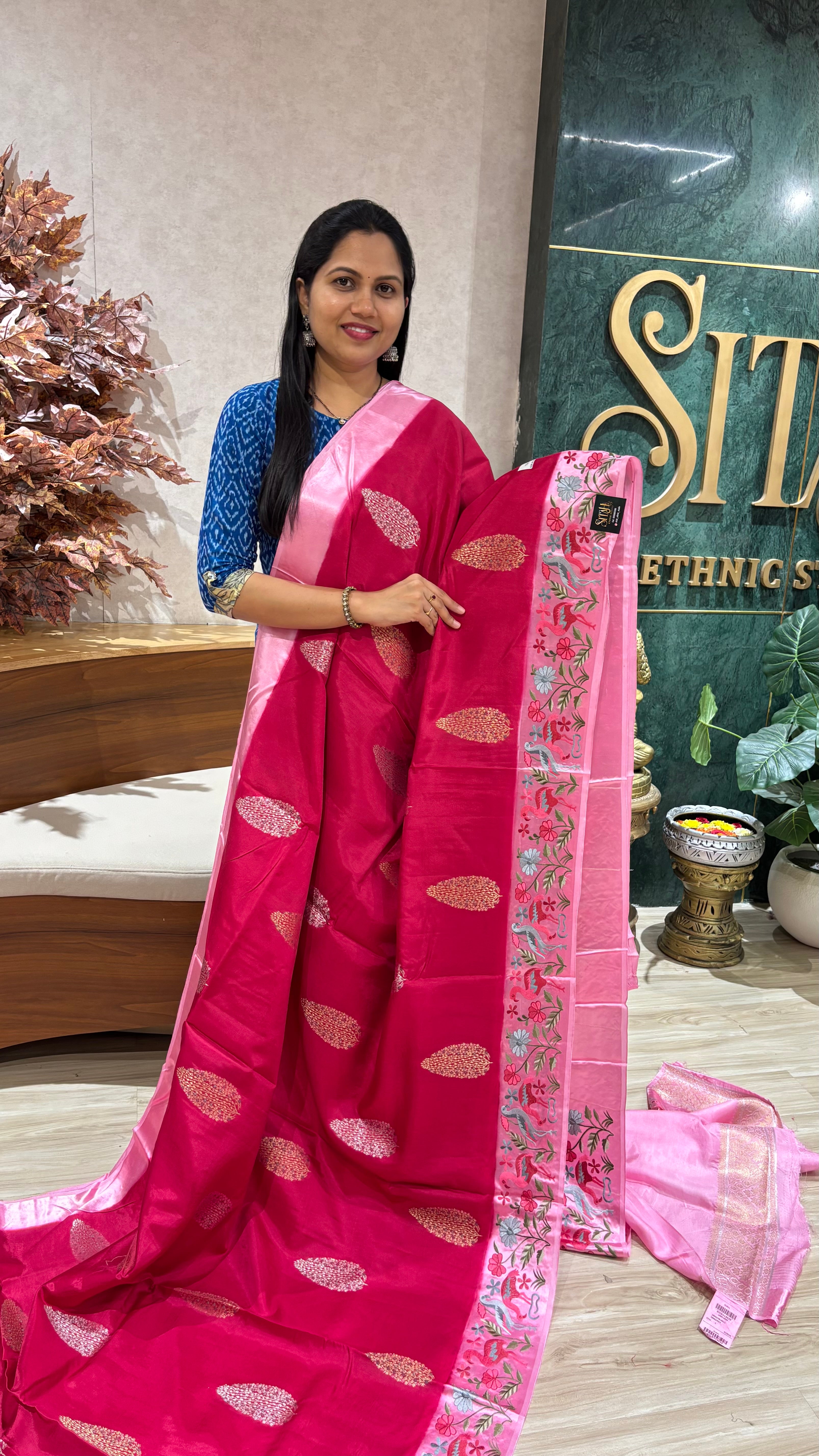 Russian silk mashru work borders