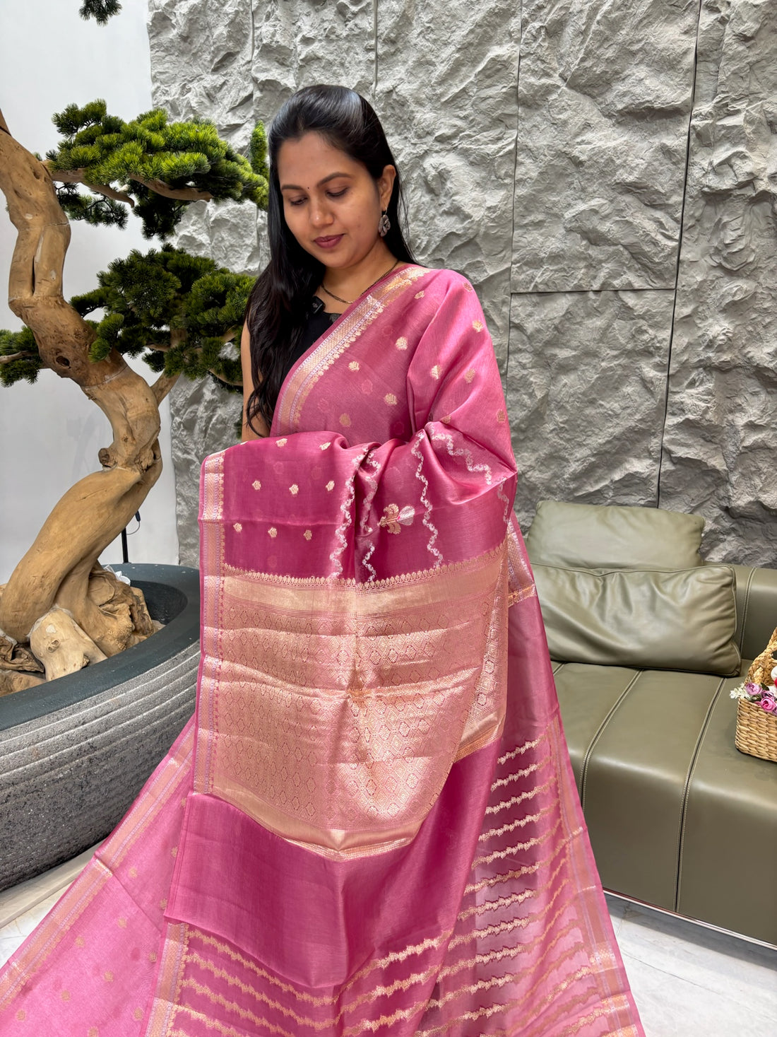 Chanderi saree dustypink