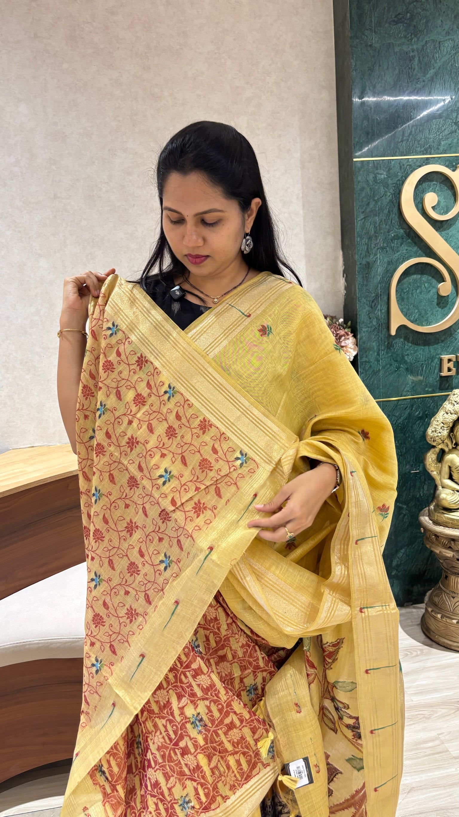 Munga cotton paithani yellow