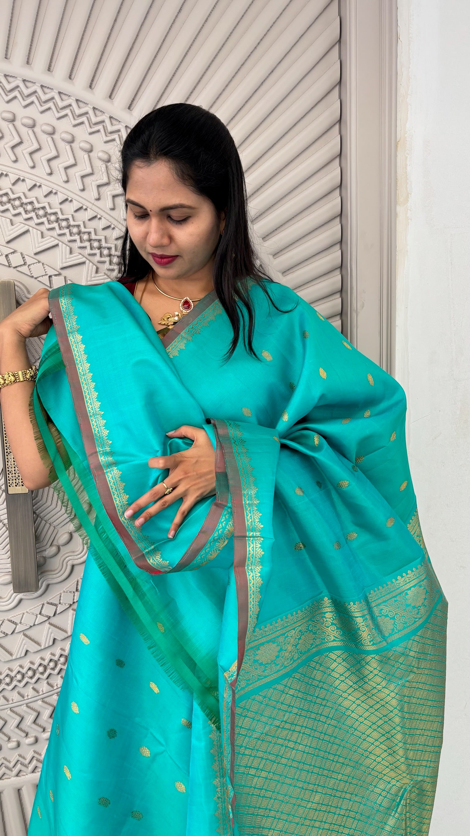 Handloom gadwal pattu sea blue