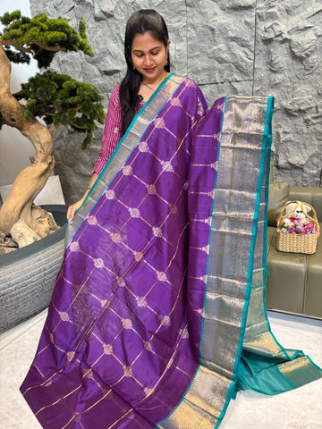 Mangalgiri pattu purple-rama blue