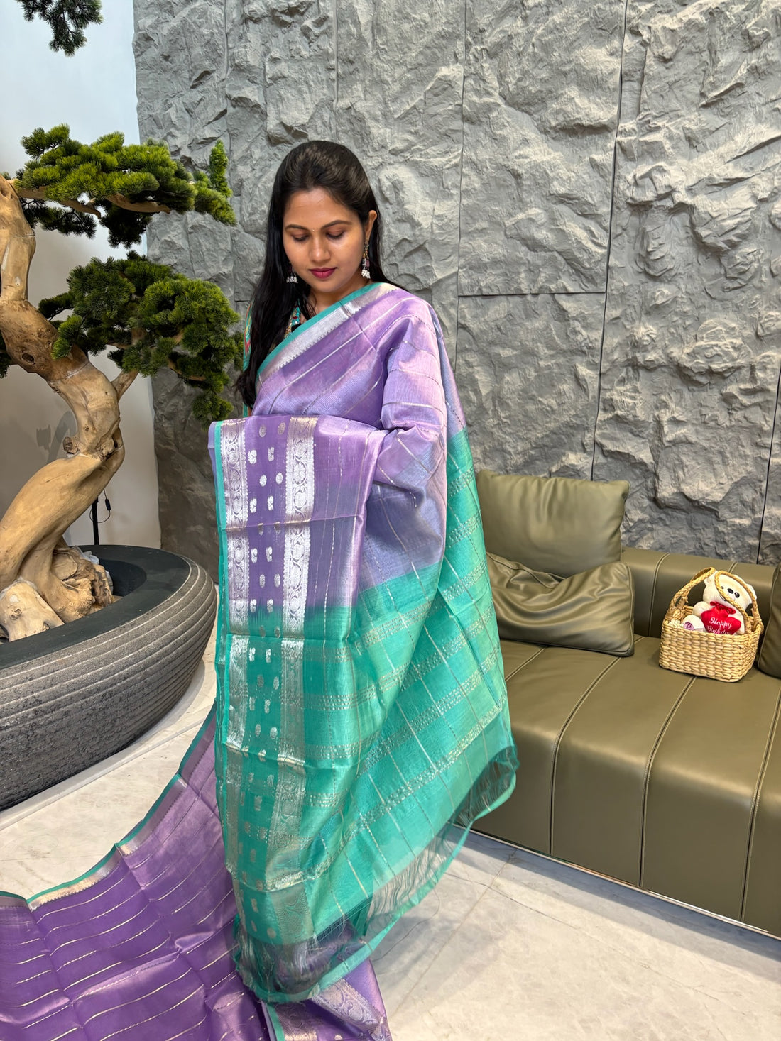 Mangalagiri pattu lavendar sea green