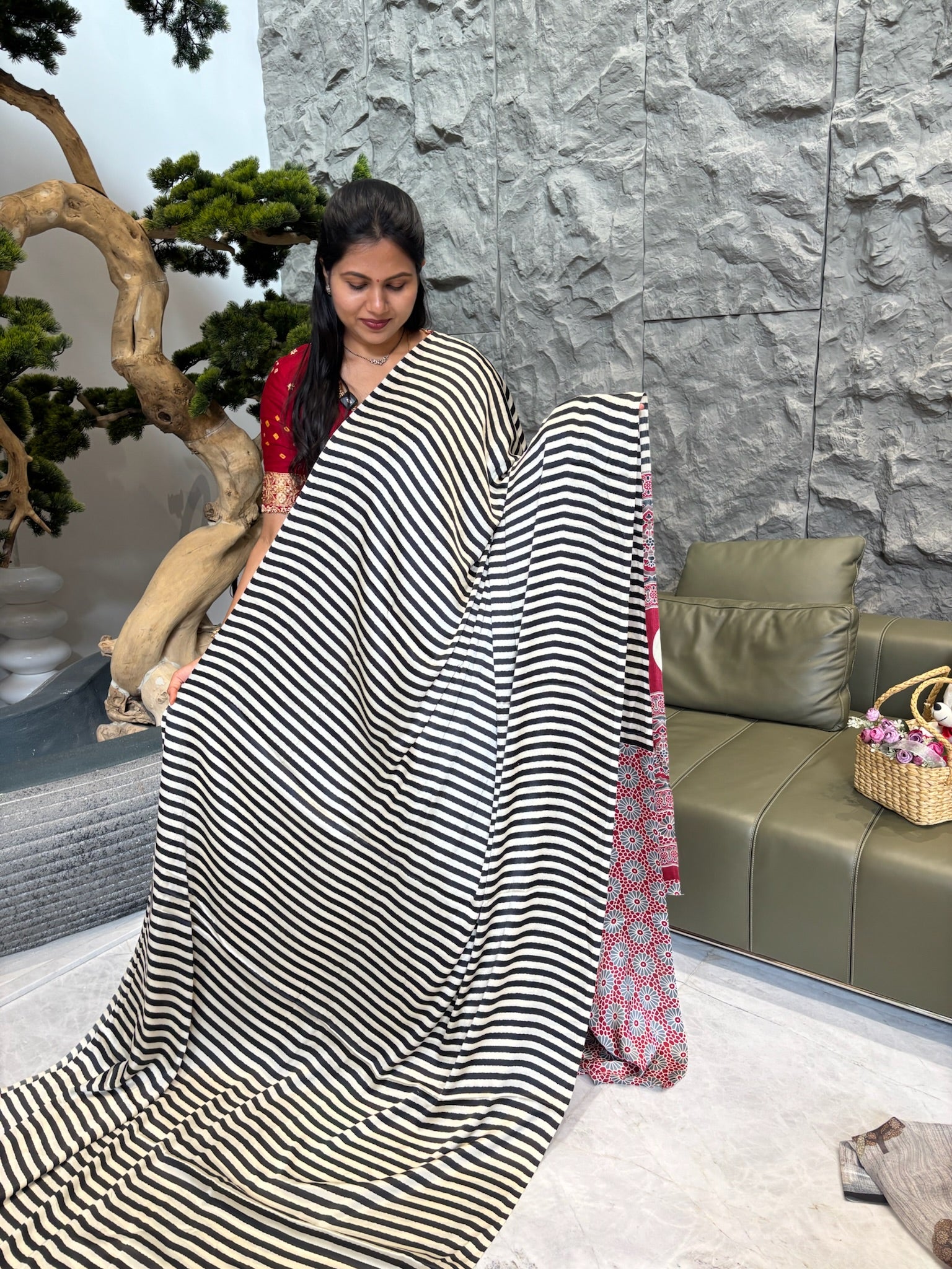 Ajrakh sari black