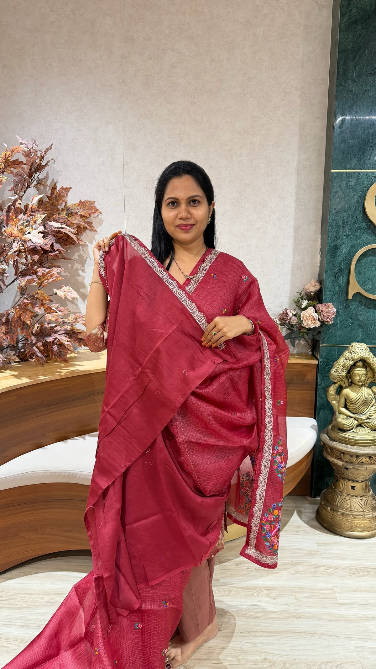 Tussar kota pettit embroidery