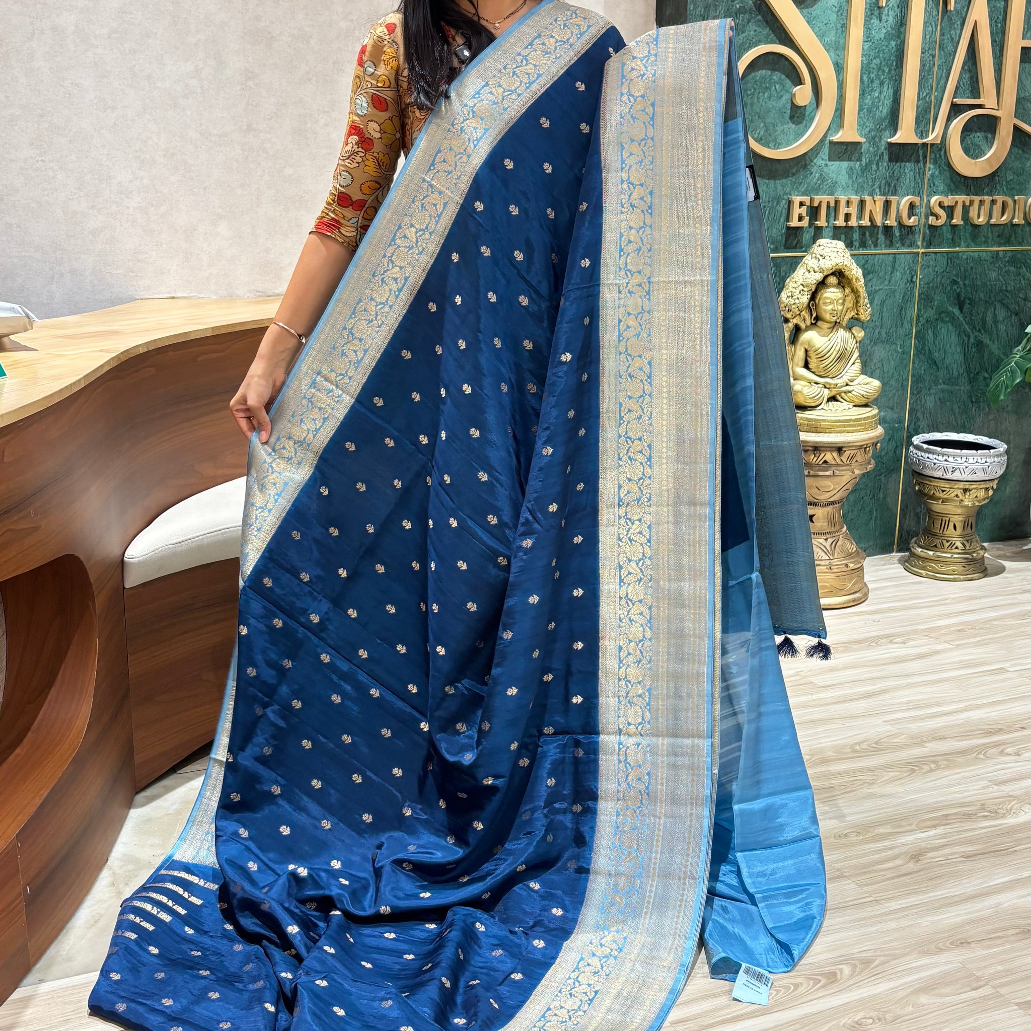 Raw silk sarees blue