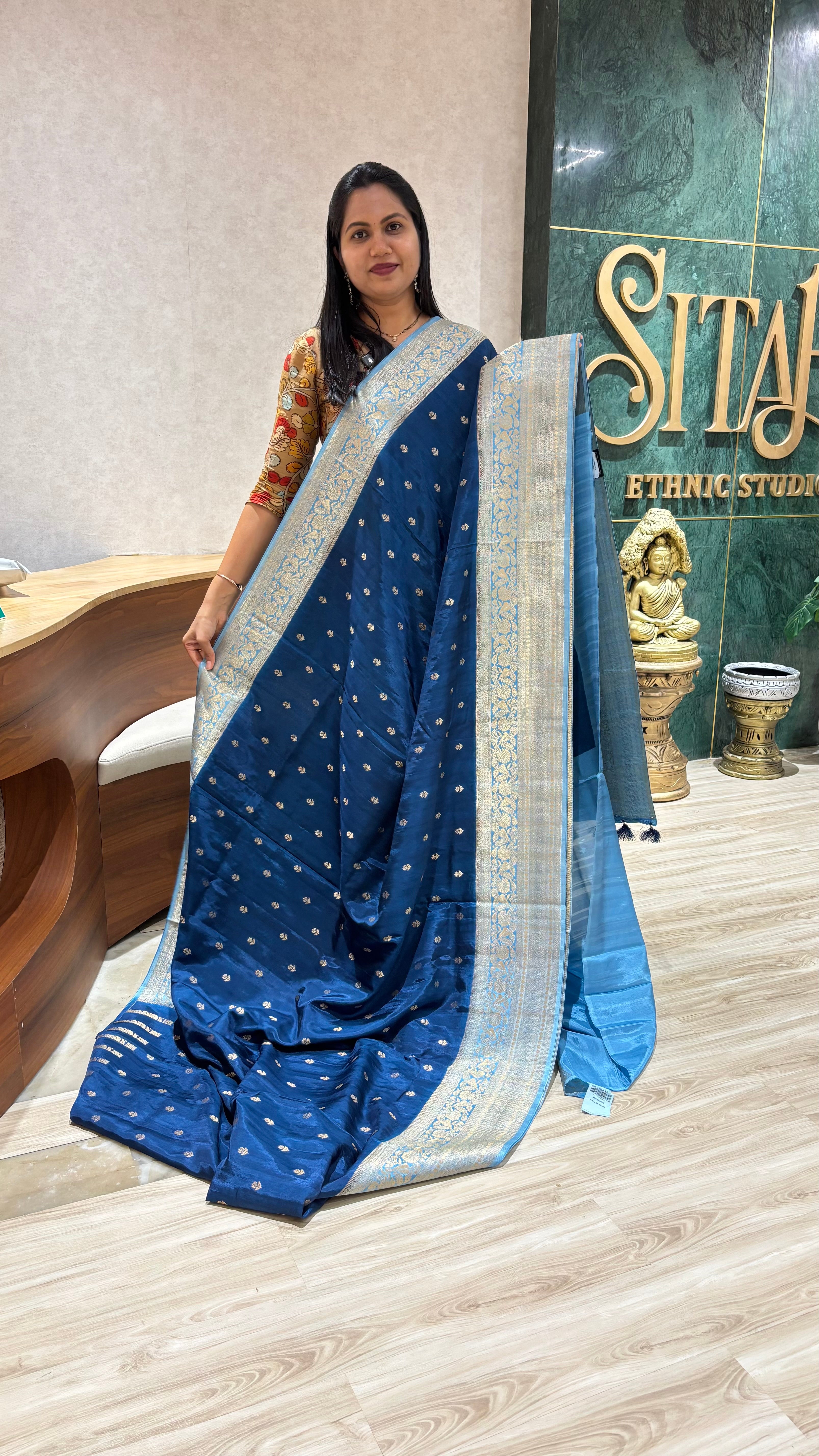 Raw silk sarees blue
