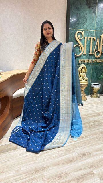 Raw silk sarees blue