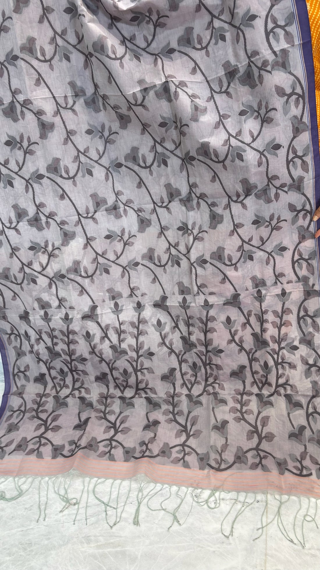 Dhaka cotton grey and purple kora